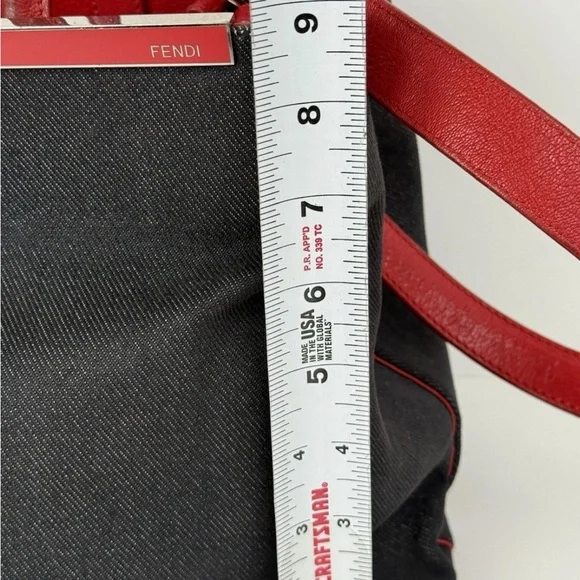 Fendi Navy Denim/Red Leather Medium 2Jours Tote - Picture 15 of 15